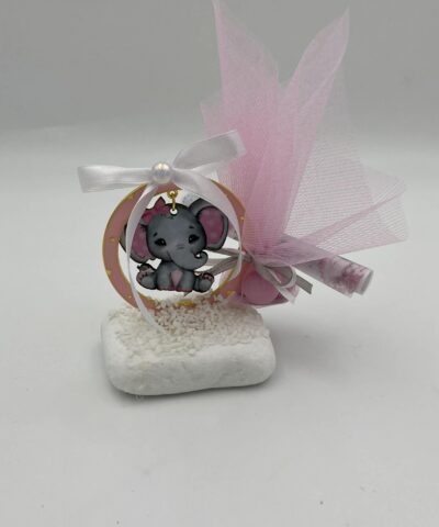 Μπομπονιέρα βάπτισης μάρμαρο με ελεφαντάκι