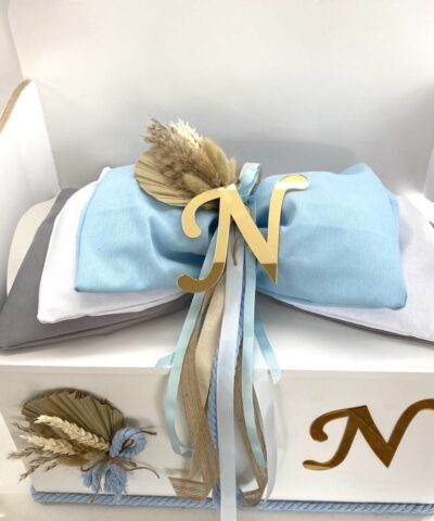 Σετ βάπτισης με μπαουλάκι θρανίο με όνομα