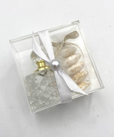 Μπομπονιέρα γάμου με μινιατούρα μπουκαλάκι με άρωμα