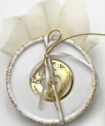 Μπομπονιέρα γάμου σουβέρ με plexiglass στοιχείο