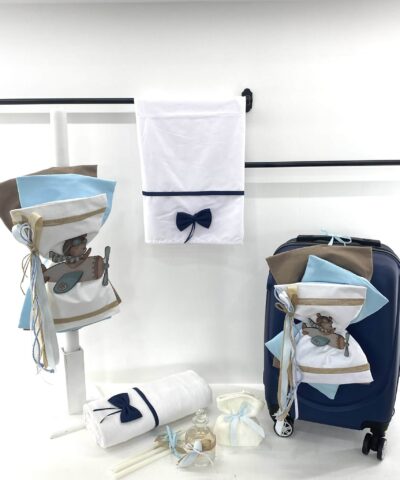 Σετ βάπτισης με βαλίτσα "Αεροπλάνο με αρκουδάκι"