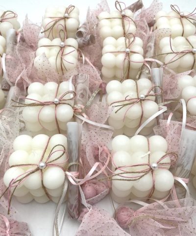 Μπομπονιέρα βάπτισης με bubble κεράκι