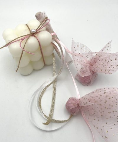 Μπομπονιέρα βάπτισης με bubble κεράκι