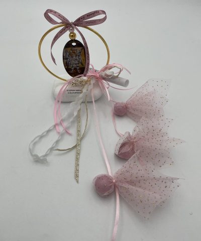 Μπομπονιέρα βάπτισης μάρμαρο με τον αρχάγγελο Μιχαήλ τον Πανορμίτη