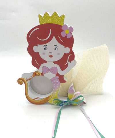 Μπομπονιέρα βάπτισης ξύλινη κορνίζα γοργόνα