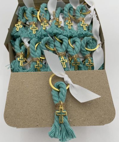 Μαρτυρικά βάπτισης με μακραμέ σχοινάκι