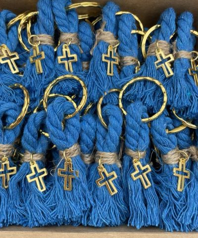 Μαρτυρικά βάπτισης με μακραμέ σχοινάκι