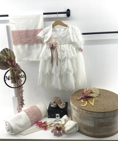 Σετ βάπτισης με στρόγγυλο Boho κουτί με μονόγραμμα