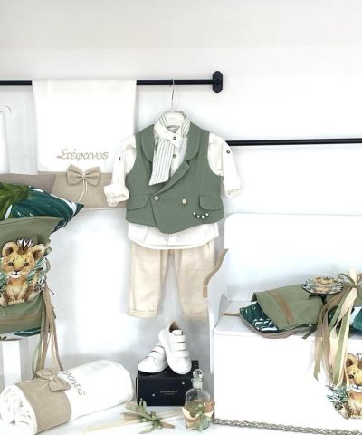 Σετ βάπτισης με ξύλινο μπαουλάκι θρανίο