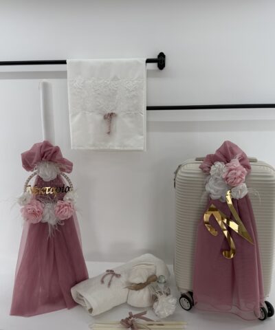 Σετ βάπτισης με όνομα και λουλούδια