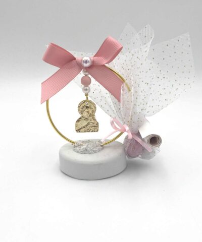 Μπομπονιέρα βάπτισης βότσαλο με Παναγίτσα