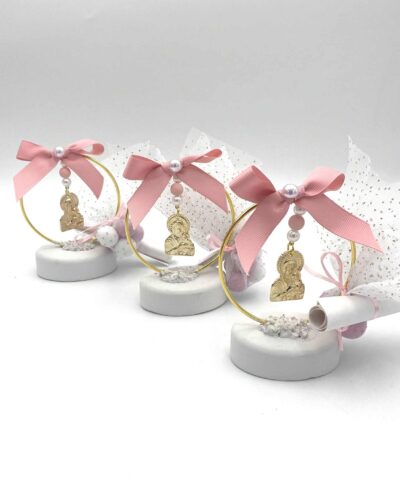 Μπομπονιέρα βάπτισης βότσαλο με Παναγίτσα