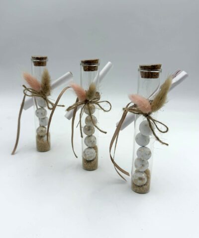 Μπομπονιέρα βάπτισης σωλήνας με αποξηραμένα λουλούδια